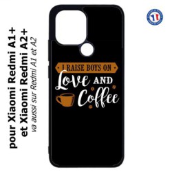 Coque pour Xiaomi Redmi A1+ et A2+ - I raise boys on Love and Coffee - coque café