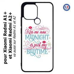 Coque pour Xiaomi Redmi A1+ et A2+ - Kiss me now Midnight is past my Bedtime amour embrasse-moi