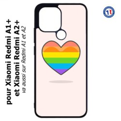 Coque pour Xiaomi Redmi A1+ et A2+ - Rainbow hearth LGBT - couleur arc en ciel Coeur LGBT