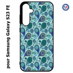 Coque pour Samsung S23 FE - Background cachemire motif bleu géométrique
