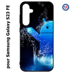 Coque pour Samsung S23 FE - Bugdroid petit robot android bleu dans l'eau