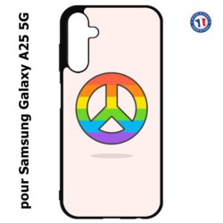 Coque pour Samsung A25 5G - Peace and Love LGBT - couleur arc en ciel