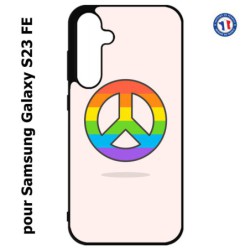 Coque pour Samsung S23 FE - Peace and Love LGBT - couleur arc en ciel