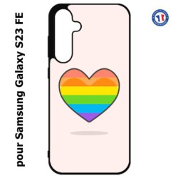 Coque pour Samsung S23 FE - Rainbow hearth LGBT - couleur arc en ciel Coeur LGBT