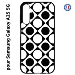 Coque pour Samsung A25 5G - motif géométrique pattern noir et blanc - ronds et carrés