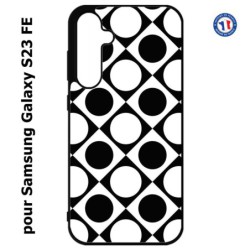 Coque pour Samsung S23 FE - motif géométrique pattern noir et blanc - ronds et carrés