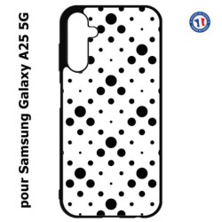 Coque pour Samsung A25 5G - motif géométrique pattern noir et blanc - ronds noirs sur fond blanc