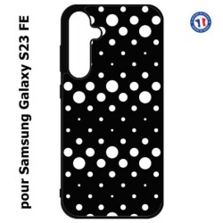 Coque pour Samsung S23 FE - motif géométrique pattern N et B ronds noir sur blanc