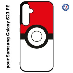 Coque pour Samsung S23 FE - rond noir sur fond rouge et blanc