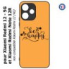 Coque pour Xiaomi Redmi 12 5G - Be Happy sur fond orange - Soyez heureux - Sois heureuse - citation