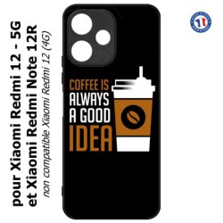 Coque pour Xiaomi Redmi Note 12R - Coffee is always a good idea - fond noir