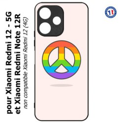 Coque pour Xiaomi Redmi Note 12R - Peace and Love LGBT - couleur arc en ciel