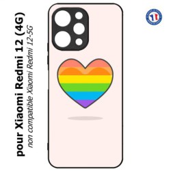Coque pour Xiaomi Redmi 12 (4G) - Rainbow hearth LGBT - couleur arc en ciel Coeur LGBT