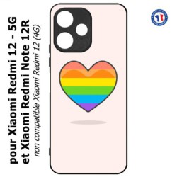Coque pour Xiaomi Redmi 12 5G - Rainbow hearth LGBT - couleur arc en ciel Coeur LGBT