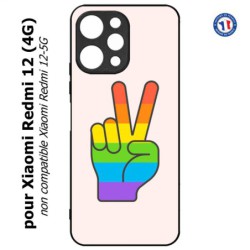Coque pour Xiaomi Redmi 12 (4G) - Rainbow Peace LGBT - couleur arc en ciel Main Victoire Paix LGBT