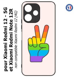 Coque pour Xiaomi Redmi Note 12R - Rainbow Peace LGBT - couleur arc en ciel Main Victoire Paix LGBT