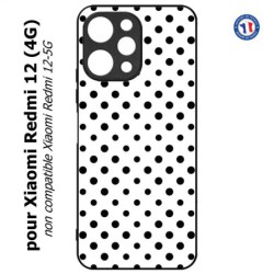 Coque pour Xiaomi Redmi 12 (4G) - motif géométrique pattern noir et blanc - ronds noirs