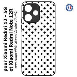 Coque pour Xiaomi Redmi 12 5G - motif géométrique pattern noir et blanc - ronds noirs