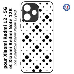 Coque pour Xiaomi Redmi Note 12R - motif géométrique pattern noir et blanc - ronds noirs sur fond blanc