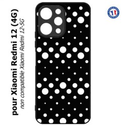 Coque pour Xiaomi Redmi 12 (4G) - motif géométrique pattern N et B ronds noir sur blanc