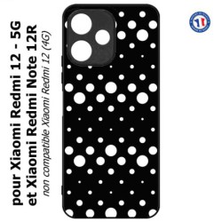 Coque pour Xiaomi Redmi 12 5G - motif géométrique pattern N et B ronds noir sur blanc