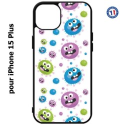 Coque pour iPhone 15 Plus - fond virus bactéries coloré