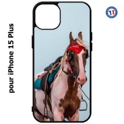 Coque pour iPhone 15 Plus - Coque cheval robe pie - bride cheval