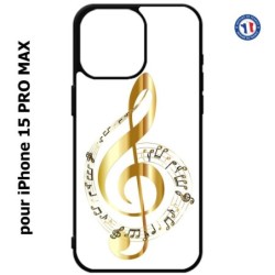 Coque pour iPhone 15 Pro Max - clé de sol - solfège musique - musicien