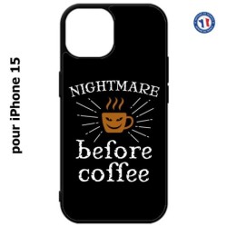 Coque pour iPhone 15 - Nightmare before Coffee - coque café