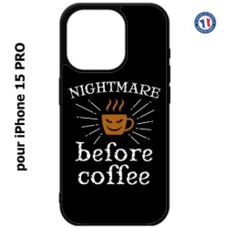 Coque pour iPhone 15 Pro - Nightmare before Coffee - coque café