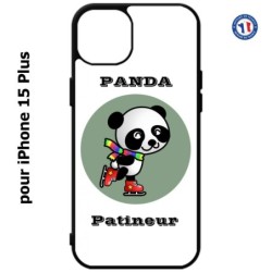 Coque pour iPhone 15 Plus - Panda patineur patineuse - sport patinage