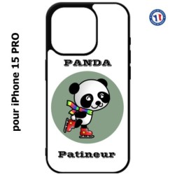 Coque pour iPhone 15 Pro - Panda patineur patineuse - sport patinage