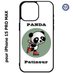 Coque pour iPhone 15 Pro Max - Panda patineur patineuse - sport patinage