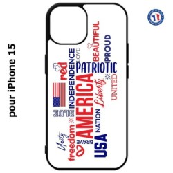 Coque pour iPhone 15 - USA lovers - drapeau USA - patriot