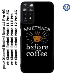 Coque pour Xiaomi Redmi Note 11 PRO 4G et 5G Nightmare before Coffee - coque café