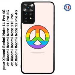 Coque pour Xiaomi Redmi Note 11 PRO 4G et 5G Peace and Love LGBT - couleur arc en ciel