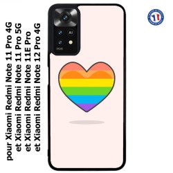 Coque pour Xiaomi Redmi Note 11 PRO 4G et 5G Rainbow hearth LGBT - couleur arc en ciel Coeur LGBT