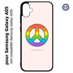 Coque pour Samsung Galaxy A05 - Peace and Love LGBT - couleur arc en ciel
