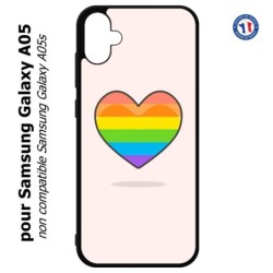 Coque pour Samsung Galaxy A05 - Rainbow hearth LGBT - couleur arc en ciel Coeur LGBT