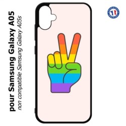Coque pour Samsung Galaxy A05 - Rainbow Peace LGBT - couleur arc en ciel Main Victoire Paix LGBT