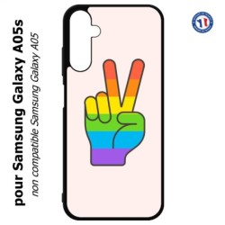 Coque pour Samsung Galaxy A05s - Rainbow Peace LGBT - couleur arc en ciel Main Victoire Paix LGBT