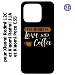 Coque pour Xiaomi Redmi 12C / Poco C55 - I raise boys on Love and Coffee - coque café