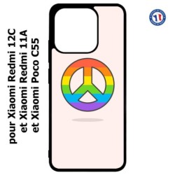 Coque pour Xiaomi Redmi 12C / Poco C55 - Peace and Love LGBT - couleur arc en ciel