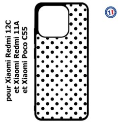 Coque pour Xiaomi Redmi 12C / Poco C55 - motif géométrique pattern noir et blanc - ronds noirs
