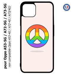 Coque pour Oppo A53-5G / A72-5G / A73-5G - Peace and Love LGBT - couleur arc en ciel