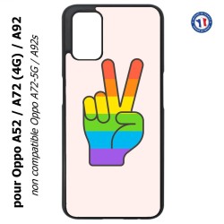 Coque pour Oppo A52 / A72(4G) / A92 - Rainbow Peace LGBT - couleur arc en ciel Main Victoire Paix LGBT
