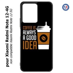 Coque pour Xiaomi Redmi Note 12-4G - Coffee is always a good idea - fond noir