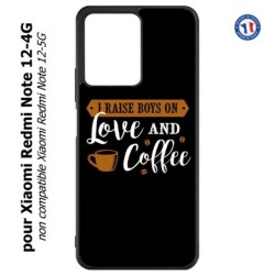 Coque pour Xiaomi Redmi Note 12-4G - I raise boys on Love and Coffee - coque café