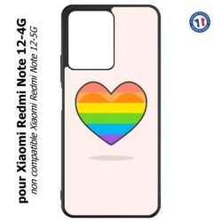 Coque pour Xiaomi Redmi Note 12-4G - Rainbow hearth LGBT - couleur arc en ciel Coeur LGBT
