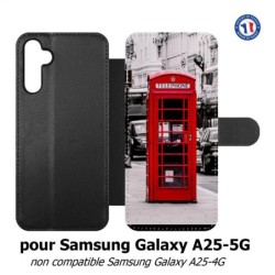 Etui cuir pour Samsung A25 5G - Cabine téléphone Londres - Cabine rouge London